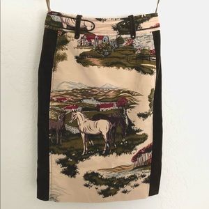 Anthropology Cartonniere Horse Stable Equestrian Velvet Skirt